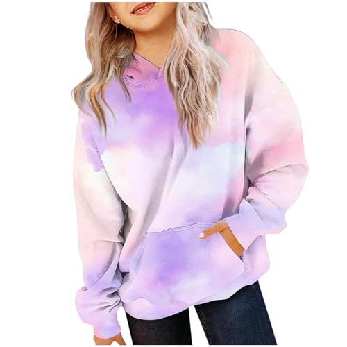 Cute Hoodies Girls Tie Dye Sweatshirts Oversized 2025 Trendy Long Sleeve Pullover Tops Tween Girl Preppy Clothes