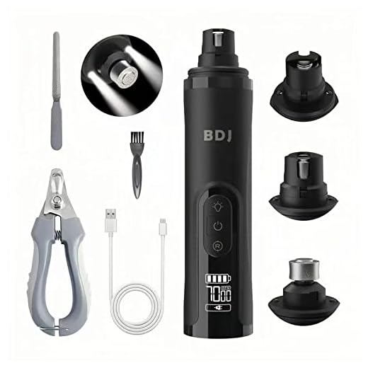 BDJ Dog Nail Grinder with 2 LED Lights Upgraded 3-Speed Electric Recharge Pet Nail Trimmer with Clippers & Files Powerful Painless Paws Grooming & Smoothing for Small Medium Large Dogs & Cats