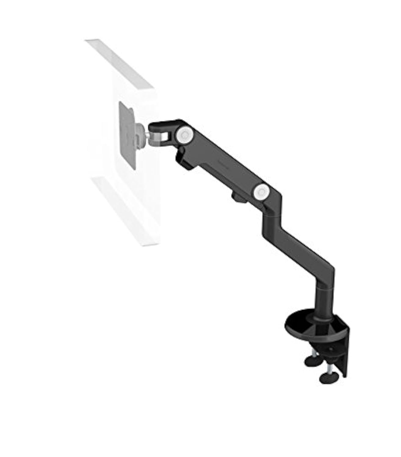 HumanscaleM8 Adjustable Articulating Computer Monitor Arm - Two Piece Clamp On Mount with Base - Black with Black Trim