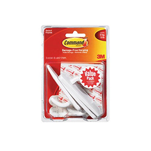 Command Strips 17003-VP-3PK Ganchos grandes con tiras adhesivas, 3 unidades