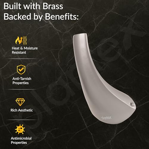 Image of Plantex Smero Pure Brass Made Hooks for Hanging Clothes /Towel Hanger for Bathroom /Robe Hook /Hanger for Living Room - Effect (Satin Matt)