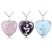 Top Plaza Natural Amethyst/Rose Quartz/Opalite Healing Crystal Gemstone Heart Pendant Necklace