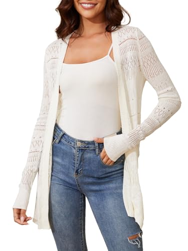 Image of Spicy Sandia Tie Front Sheer Shrug 3 /4 Sleeve Cropped Crochet Cardigan for Summer Lightweight
