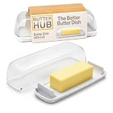 Butter Hub Clear Butter Dish with Lid for Countertop, Plastic, US Regular