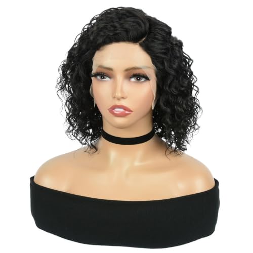 Perruque cheveux humains courts bouclés HD Lace Front Wig 13x1 150% cheveux fins