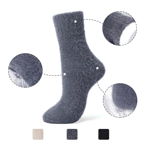 SISOSOCK 5 Pairs Fuzzy Soft Cozy Fluffy Socks for Women, Casual Warm Sleep Comfy Socks, Thick Winter Plush Gifts for Women — view 4