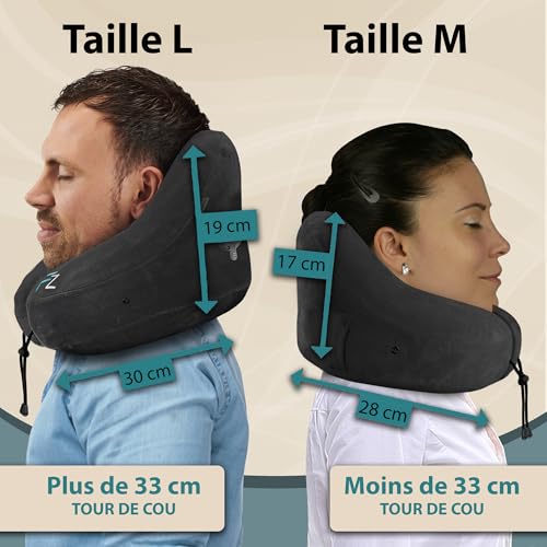 Coussin De Voyage Avion : FLOWZOOM AIR Coussin de Voyage Gonflable à Capuche pour Avion Noir Ta... – Image 6