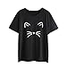 Produktbild IMJONO T-Shirt Frauen Fashion Casual Kurzarm O-Neck Katze Printed Kausal Bluse Tops(Schwarz,EU-42/CN-XL)