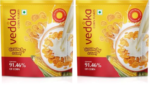 Image of Amazon Brand - Vedaka Corn Flakes 1.2Kg | Super Saver Pack | Contains 91.46% Of Corn |Crispy | Classic Breakfast Favorite | No Added Preservatives (Pack of 2)