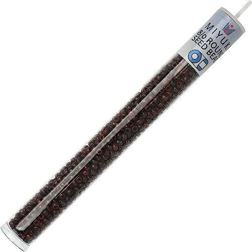Cuentas rocailles Miyuki 8/0 color granate Picasso mate de 22 gramos 3