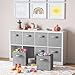 Royexe Set of 8 Foldable Fabric Storage Cube Bins | Collapsible Cloth Organizer Baskets Containers | Folding Nursery Closet Drawer | Features Dual Handles | Beautiful Colors Available (Light Grey)