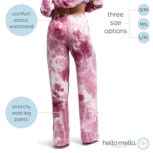 Hello Mello Dyes The Limit Lounge Pants Soft Pajama Tie Dye Bottoms Elastic Waistband Drawstring Tie3