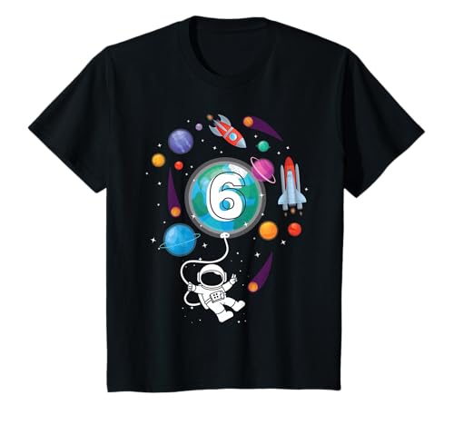 Astronaut 6 Jahre Raumfahrt Weltraum 6. Geburtstag Junge T-Shirt