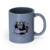 AYUEHBN céramique Verres en céramique pour la maison Un joueur de football américain brise le Super Bowl （11oz/320ml） Bureau, maison, café, lave-vaisselle et micro-ondes Blaugrau
