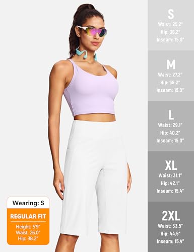 Image of ISEEGZ 15 inch / 18 inch / 21 inch / 25 inch Capri Pants for Women High Waist with Pockets Women's Capris Workout Yoga Pants Loose Straight Leg