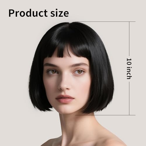 Onedor 10" Short Straight Hair Flapper Cosplay Costume Bob Wig (Black)2
