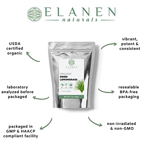 image for ELANEN naturals Organic Dried Lemongrass Tea 4 oz. (113g), USDA Certif