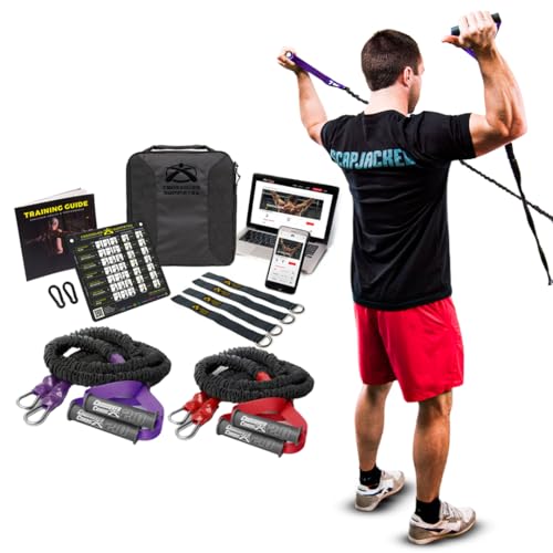 Crossover Symmetry Shoulder System Includes Two Sets of Resistance Bands Attachments Training Guide Exercise Chart Online Workouts for Home Fitness Rehab Rotator Cuff Exercises (Athletic, Squat Racks)