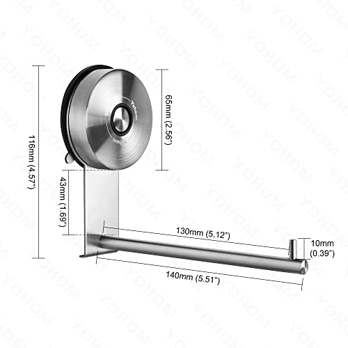 Yohom Suction Cup Toilet Paper Holder Vacuum Tissue Roll Hanger Bathroom Suction Toilet Roll Rack Wall Mounted Paper Towel Dispenser Storage Organizer Coat Hat Hook Brushed Stainless Steel #TOP6
