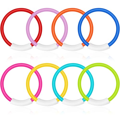 Korlon Tec Pool Diving Toys, 8 Pcs Colorful Pool Rings for Kids, Underwater Training Swimming Pool Toys Set Summer Swim Water Toys Games
