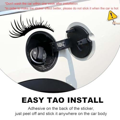 Image of KVAEY 2 PCS Car Headlight Eyelash Stickers, Cute Fake Eyelashes Decal for Bumper Auto Body Window, Waterproof Reflective PET Charming Eyelash Sticker Funny Decor for Car SUV Truck (Black)