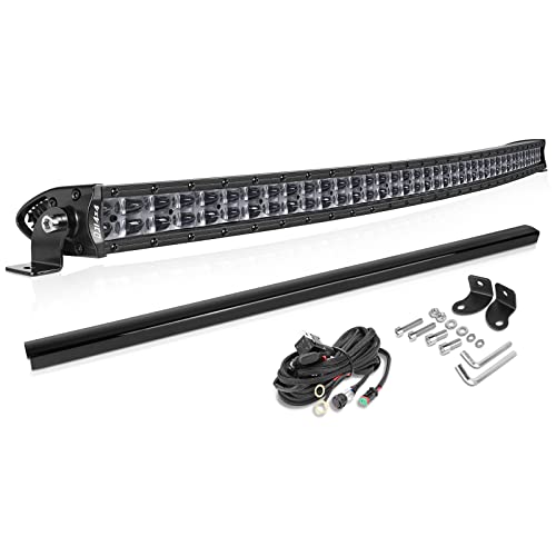 40 Inch Curved LED Light Bar, Niking Auto Super Slim 360W Off Road Dual Row LED Driving Light Spot Flood Combo Work Light Roof Bumper Bar for Trucks UTV ATV SUV RZR Wrangler JK JL Boat by Niking Auto - Used condition - US$75.77