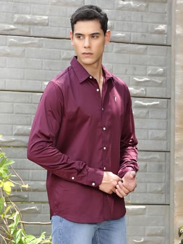 Image of Thomas Scott Men's | Solid | Full Sleeve | Slim Fit | Cotton Blend | Spread Collar | Casual Shirt