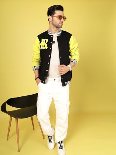 Image of Rigo Varsity Jacket for Men | Streetwear Varsity Jacket | Puff Print Varsity Jacket | Oversized Varsity Jacket for Men