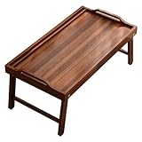 竹製 折りたたみ式 おしゃれ ベッドテーブル ノートパソコンデスク 軽食朝食トレイ ちゃぶ台 小型 軽量 完成品 (B) [並行輸入品]