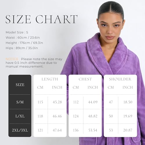 Image of HEARTNICE Womens Fleece Robes, Soft Plush Long Bathrobe, Thick Kimono Robes for Womens, Warm House Coat
