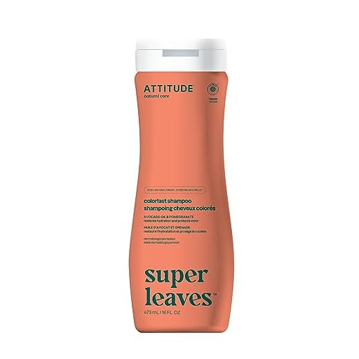 ATTITUDE Colorlast Hair Shampoo, EWG Verified, For Color Treated Hair, Protects Color, Naturally Derived Ingredients, Vegan and Plant Based, Avocado Oil and Pomegranate, 16 Fl Oz