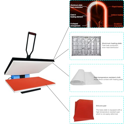 WANCHENG Prensa Térmica Manual Clamshell 24x16in 2200W miniatura 4
