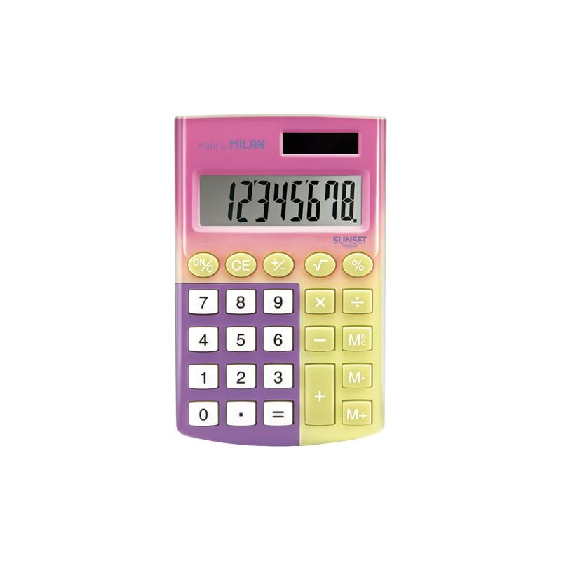 MILAN® Caja calculadora Pocket 8 dígitos Sunset, Amarillo-Rosa