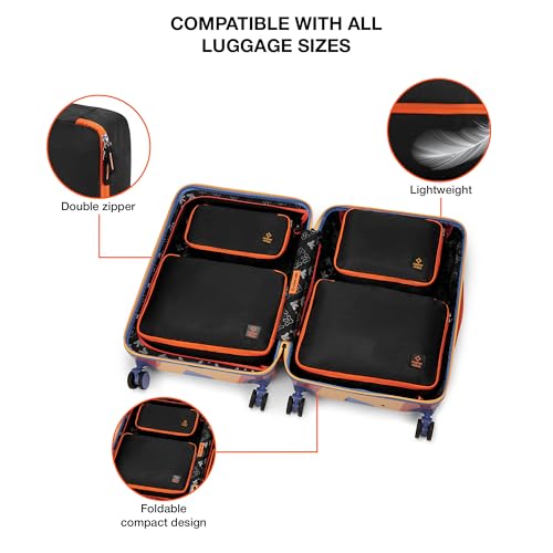 Image of Nasher Miles Packing Cube Set of 4 | Polyester Luggage Travel Organizer for Clothes, Shoes & Accessories (Black)