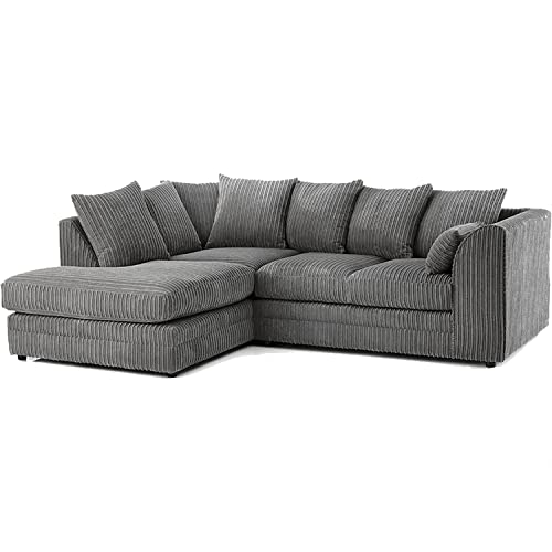 Luxor Grey Fabric Corner Sofa, Left Hand Facing