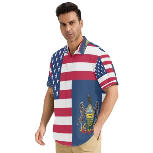 Chemise pour homme de qualité supérieure motif drapeau États-Unis Pennsylvanie S