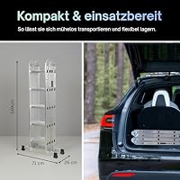 PROREGAL Sprossen-Mehrzweckleiter MULTISTEP, 4-teilig Aluminium, 4x5 Sprossen, bis zu 5,7m Höhe, Traglast 150kg, Arbeitsgerüst Stehleiter Anlegeleiter – Ansicht 7