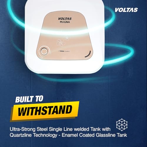 Image of Voltas Magna 5-Star 10L Water Heater 2000W, Warranty of 7 years on Tank, 3 Years on Heating Element, 2 Years on Product by Voltas|Free Installation| Free Connecting Pipe|Copper Element|8 Bar (White)