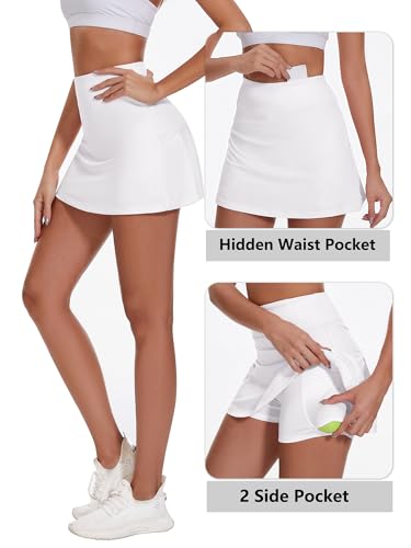 Image of Ibeauti Womens Back Pleated Athletic Tennis Skorts Golf Skirts with 3 Pockets Mesh Shorts for Running Active Workout
