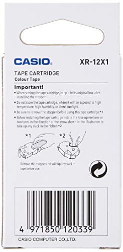 Image of Casio XR-12X Label Printer Tape (Clear) & Casio XR-12WE1 Label Printer Tape (Black and White)