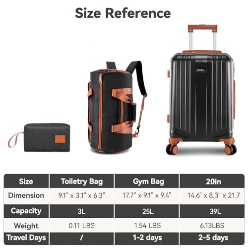 Image of Hoteel Luggage Sets 3 Piece, 4-Yr Warranty Durable Suitcase Dual-Spinner Wheel TSA Lock, Lightweight Travel Hardshell PC+ABS Carry on Luggage for Men&Women, Black(20in /GB /TB)