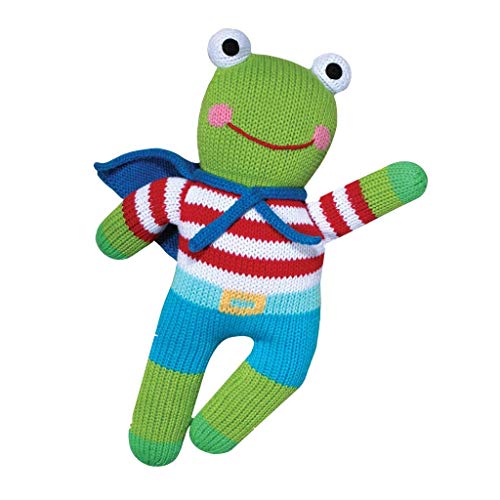 Zubels Baby Freddy The Frog Hand-Knit Rattle Toy, All-Natural Fibers, Eco-Friendly, 7-Inch #TOP1