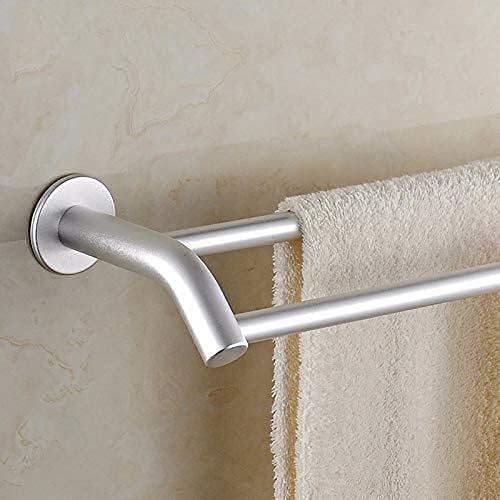 タオルバー タオルホルダー タオルレール アルミダブルバー バスルームタオルホルダー パンチフリー 壁取り付け 50cm
