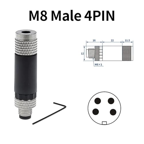 Conector M8 de metal con 4 pines y código A para sensor industrial 2