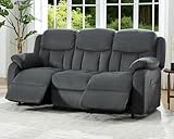 Jocisland Reclining Couch, Power Reclining Sofa with Dual Wingback, 3 Seater Recliner Sofa, Recliner Couches for Living Room(Dark Gray)