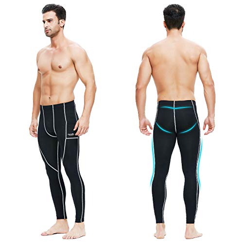 apollo walker Men\'s Compression Leggings Quick Dry Athletic Cycling Pants, Running Riding Tights Base Layer Bottoms Black - Thumbnail 6