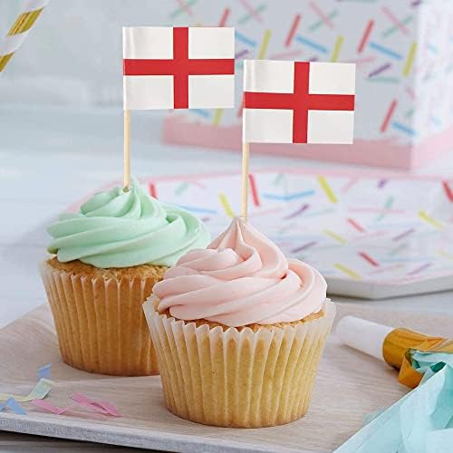 100 Pcs World Cup 2022 England Toothpick Flags Sandwich Flags Cake Cupcake Toppers, England Cocktail Stick Flag for Tableware Party Supplies Pub BBQ Royal Event Decor