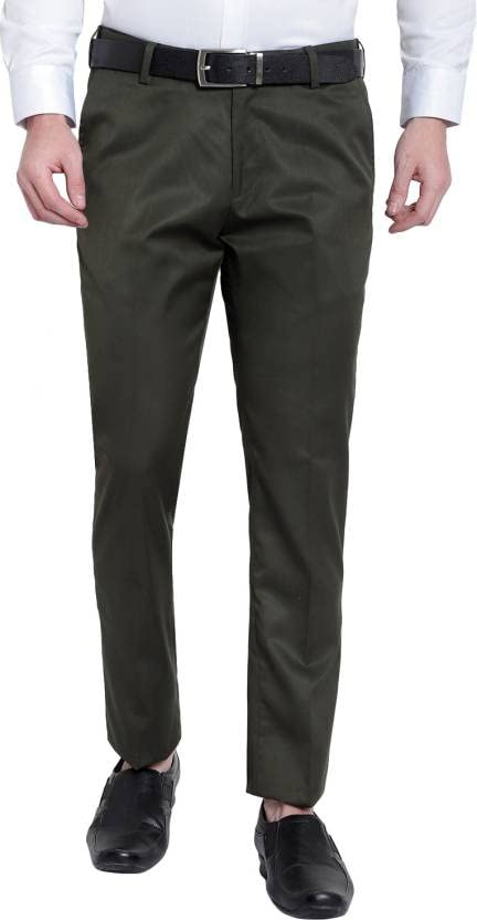 SREY Slim Fit Men Dark Green Viscose Rayon TrousersDark Green Trouser-image-33