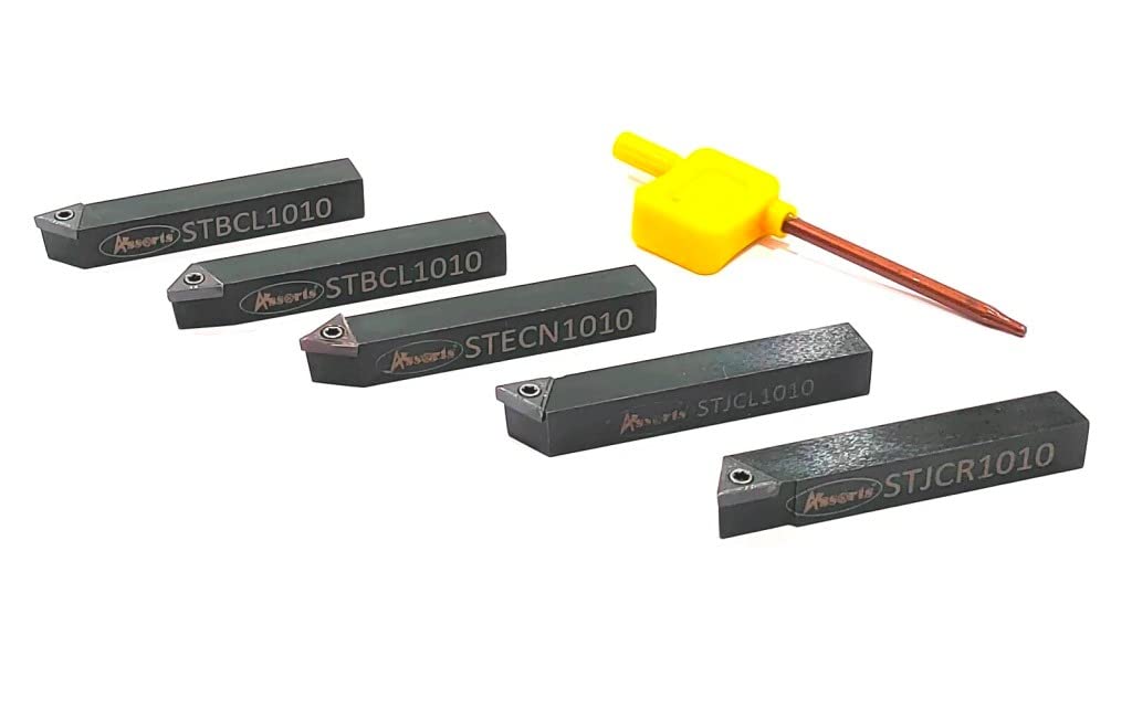 5 Pc Indexable Turning Tool Set for Lathe- Metalworking Machine Tools ((10 mm Sq. Shank))