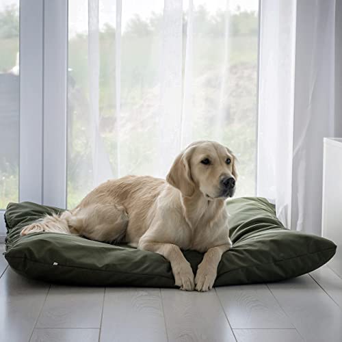 4L Textil ZOE Hundekissen waschbar mit Bezug und Reißverschluss Hundekissen Grosse Hunde Hundematte Liegekissen für Hunde waschbares Hundebett Grosse Hunde (60x50 cm, Dunkelgrün)